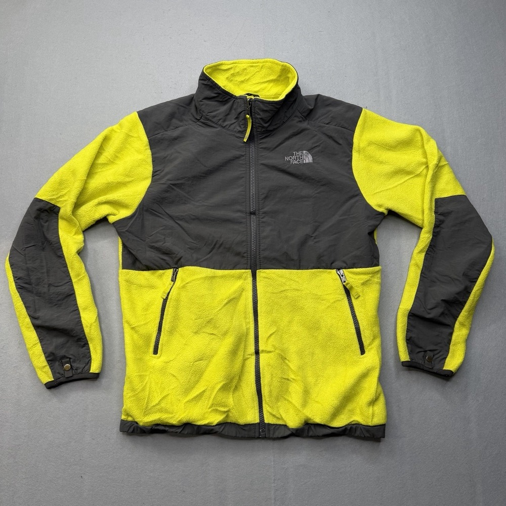 The North Face Denali Jacket Boys XL 18/20 Neon Yellow Gray Polartec Fleece